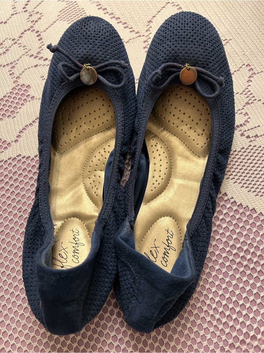 Dexflex Comfort Navy Knit Ballet Flats 8.5